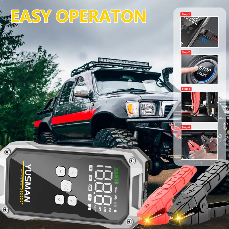 YUSMAN Car Jump Starter 150PSI Pump Air Compressor 21800mAh Power Bank 5000A Starting Device 12V Digital Tire Inflator
