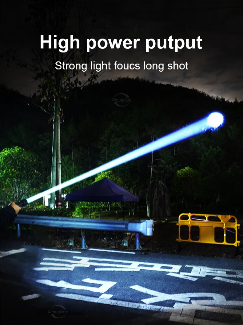 Most Powerful Torch 100000Lumens Zoom Long Range 3000m Rechargeable LED Flashlight Super Strong Hunting Camping Tactical Lamp