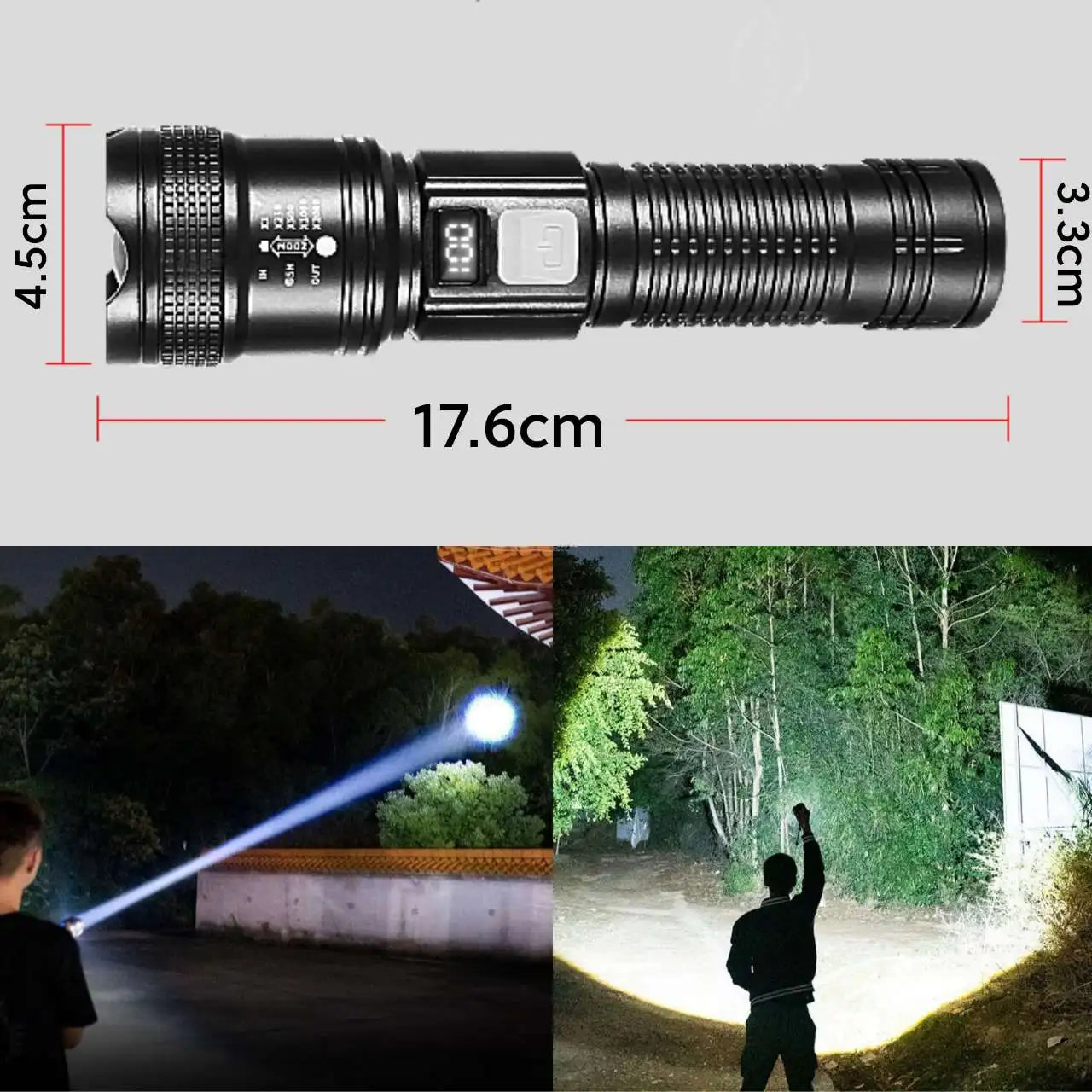 Most Powerful Torch 100000Lumens Zoom Long Range 3000m Rechargeable LED Flashlight Super Strong Hunting Camping Tactical Lamp