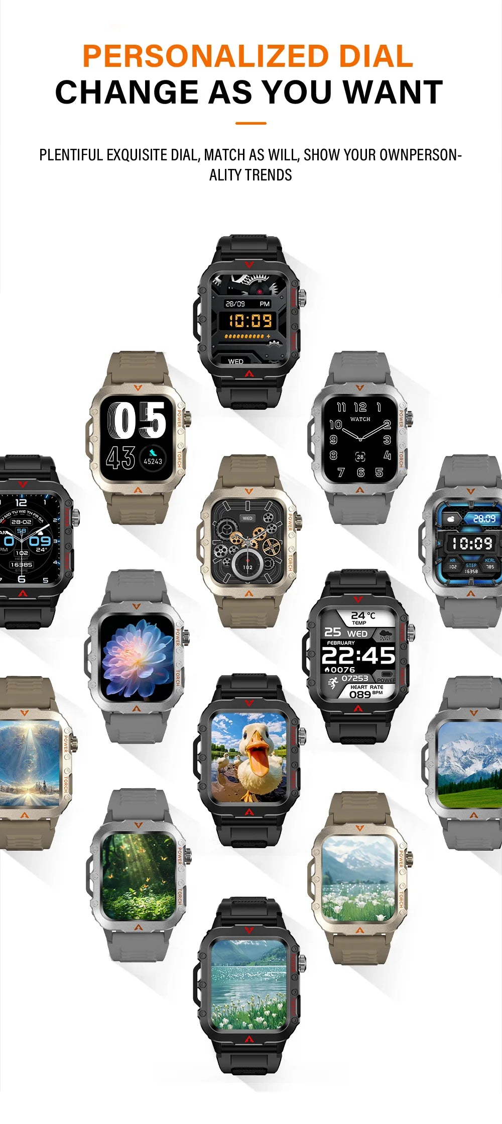 LAXASFIT Men Sports Smart Watch 1.71 Screen Blood Oxygen Bluetooth Talking Watch Multi Sport LED Flashlight Outdoor Smart Watch