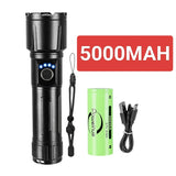 Most Powerful Torch 100000Lumens Zoom Long Range 3000m Rechargeable LED Flashlight Super Strong Hunting Camping Tactical Lamp