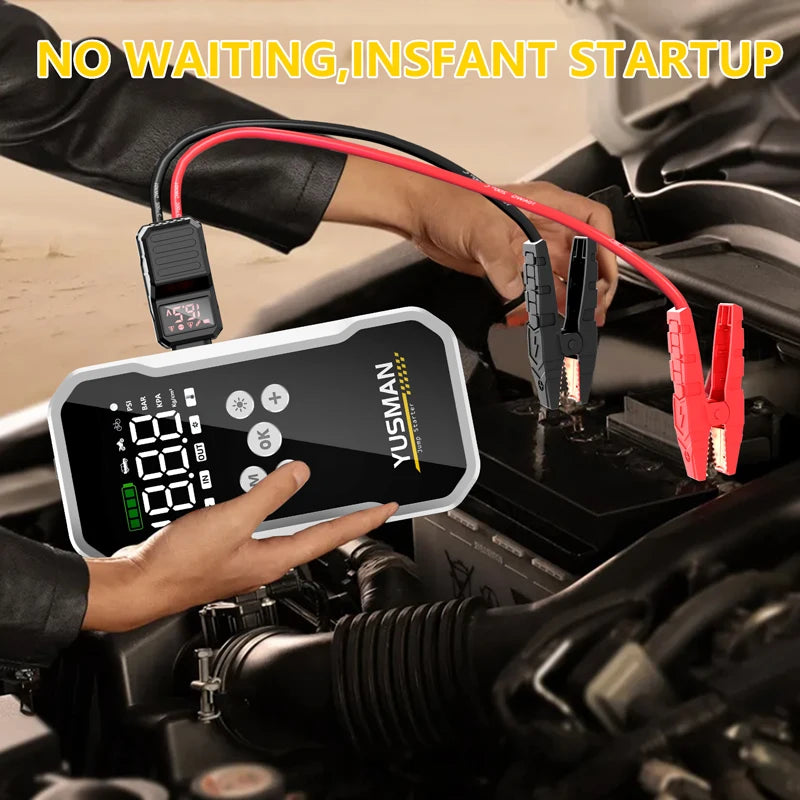 YUSMAN Car Jump Starter 150PSI Pump Air Compressor 21800mAh Power Bank 5000A Starting Device 12V Digital Tire Inflator