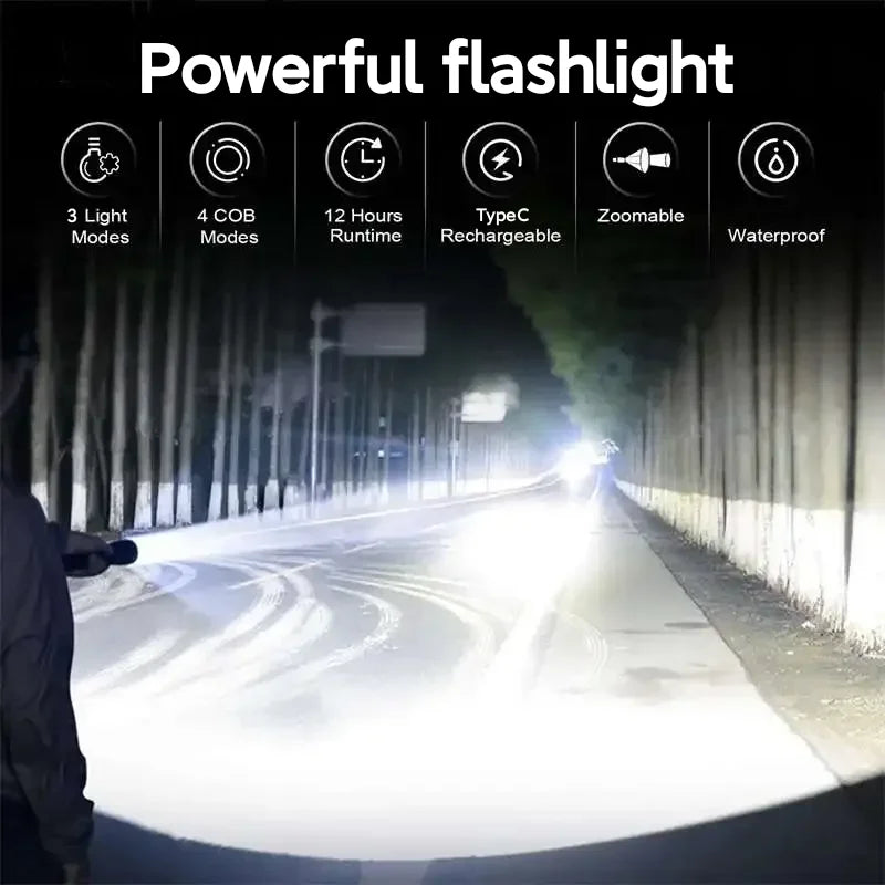 Most Powerful Torch 100000Lumens Zoom Long Range 3000m Rechargeable LED Flashlight Super Strong Hunting Camping Tactical Lamp