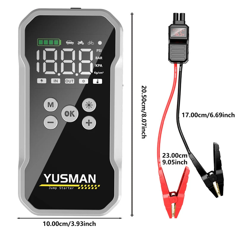 YUSMAN Car Jump Starter 150PSI Pump Air Compressor 21800mAh Power Bank 5000A Starting Device 12V Digital Tire Inflator