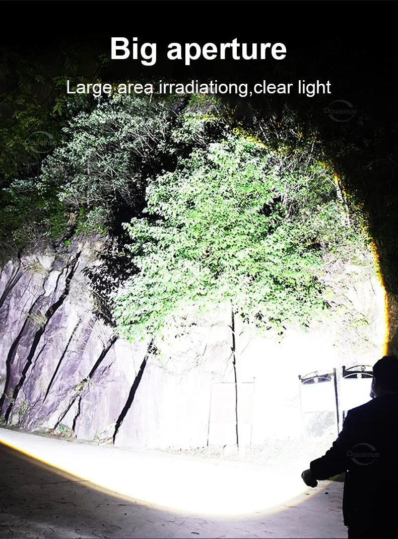 Most Powerful Torch 100000Lumens Zoom Long Range 3000m Rechargeable LED Flashlight Super Strong Hunting Camping Tactical Lamp