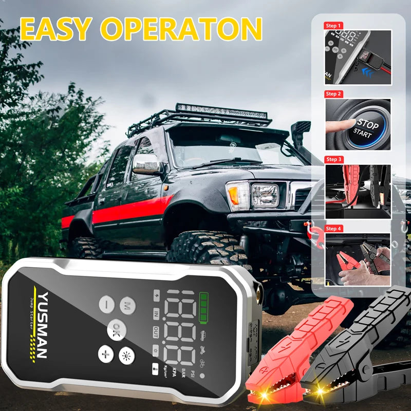 YUSMAN Car Jump Starter 150PSI Pump Air Compressor 21800mAh Power Bank 5000A Starting Device 12V Digital Tire Inflator