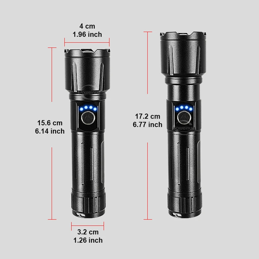 Most Powerful Torch 100000Lumens Zoom Long Range 3000m Rechargeable LED Flashlight Super Strong Hunting Camping Tactical Lamp