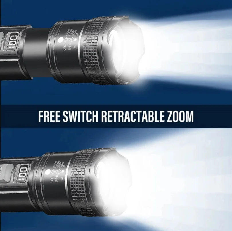 Most Powerful Torch 100000Lumens Zoom Long Range 3000m Rechargeable LED Flashlight Super Strong Hunting Camping Tactical Lamp